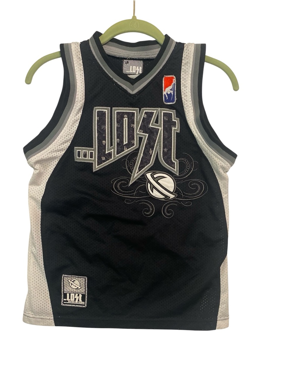 Lost Enterprises Skate Retro Black Gray Skull Mesh Basketball Jersey Sz S